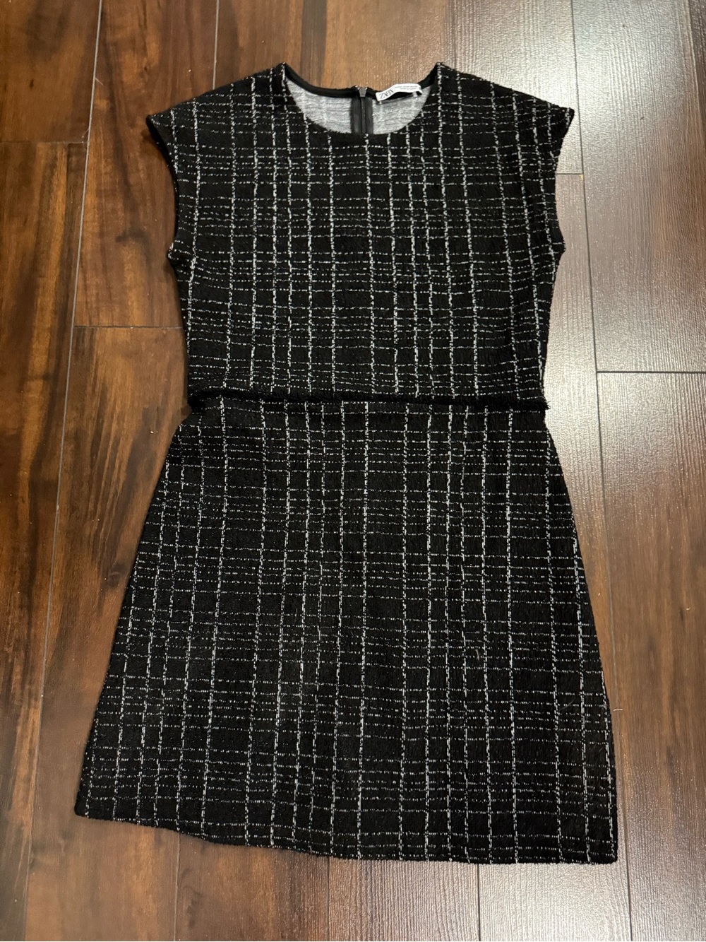 Zara Black Dress with Silver Grid Detail